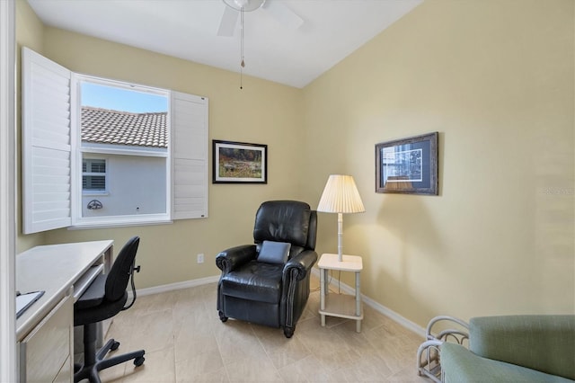 office featuring ceiling fan