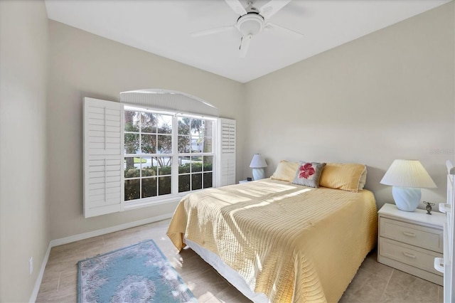 bedroom featuring ceiling fan