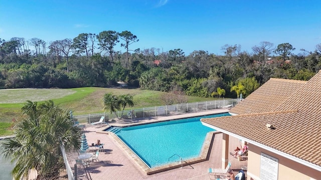 view of pool featuring a patio area