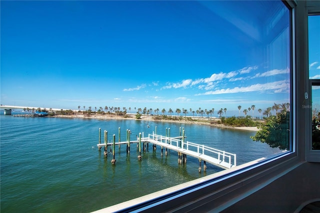 dock area featuring a water view