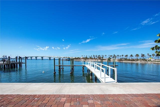 dock area featuring a water view