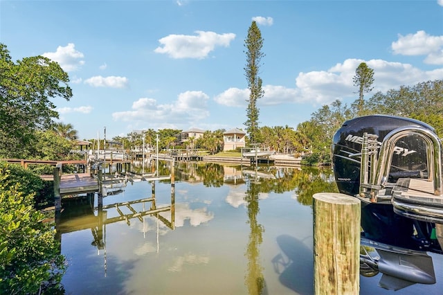 view of dock featuring a water view