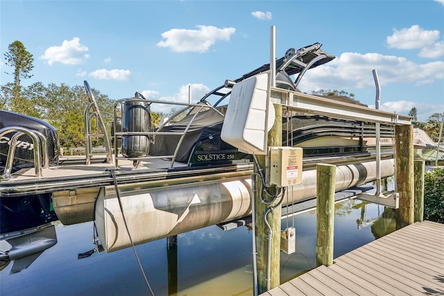 dock area featuring a water view