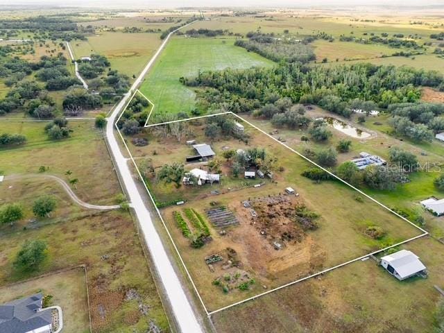 aerial view with a rural view