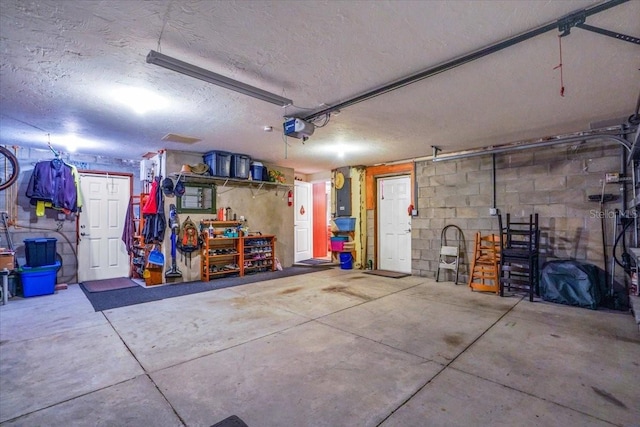 garage with a garage door opener