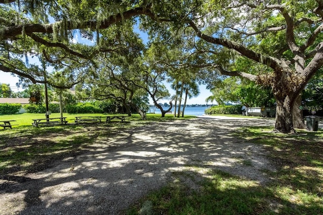 view of community featuring a water view