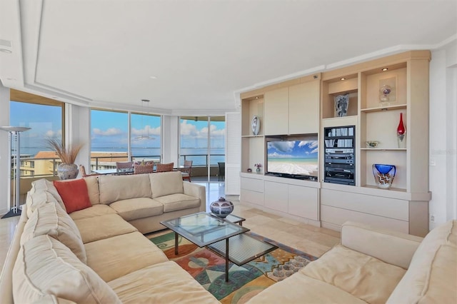 living room with expansive windows