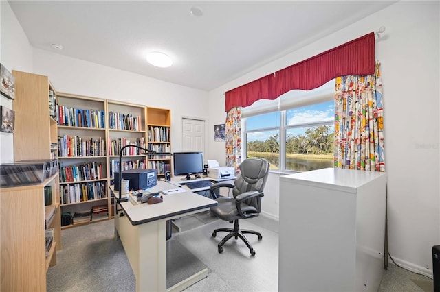 view of carpeted home office