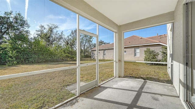 view of unfurnished sunroom