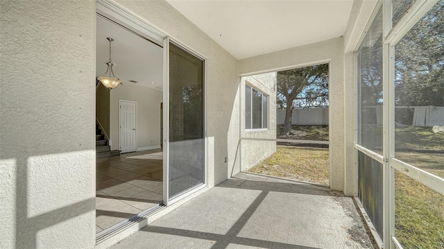 view of unfurnished sunroom