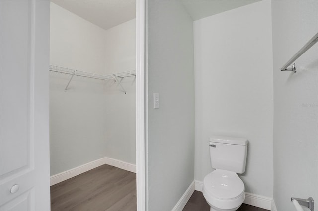 bathroom with wood-type flooring and toilet