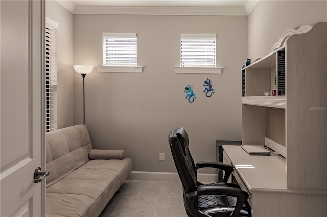 office featuring ornamental molding