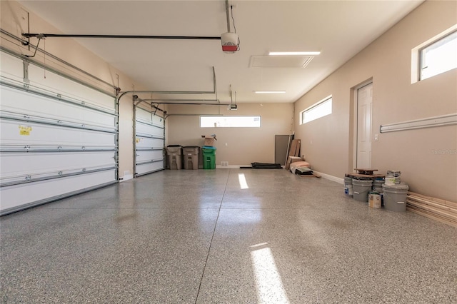 garage with a garage door opener