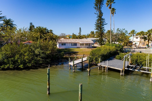 view of dock featuring a water view