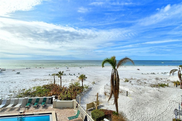 view of water feature featuring a beach view