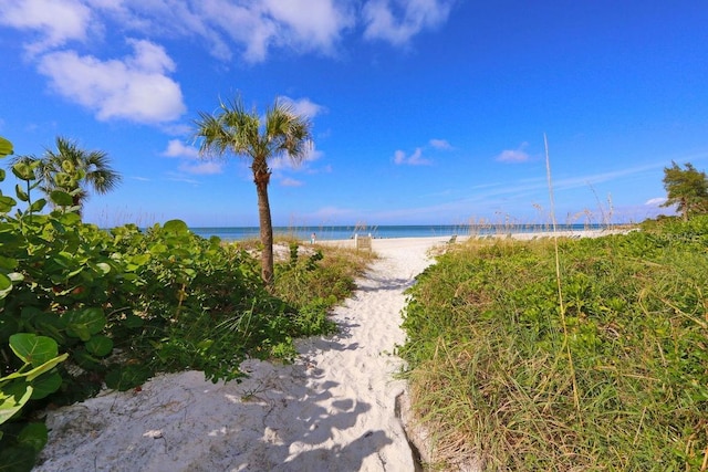 property view of water with a beach view