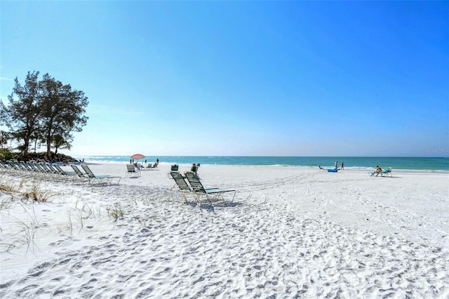 view of water feature with a view of the beach