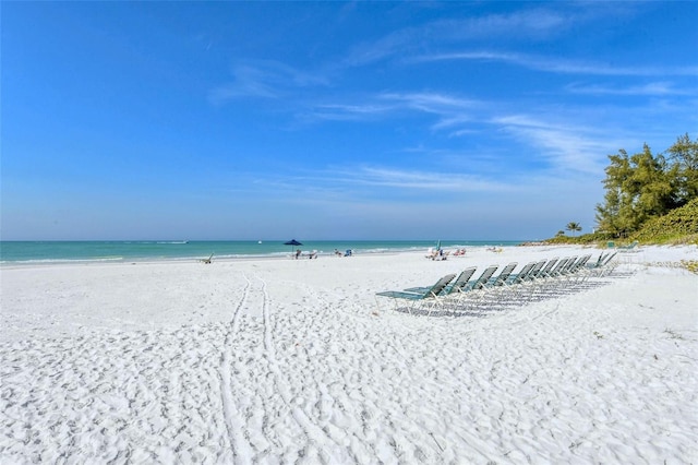 property view of water with a beach view