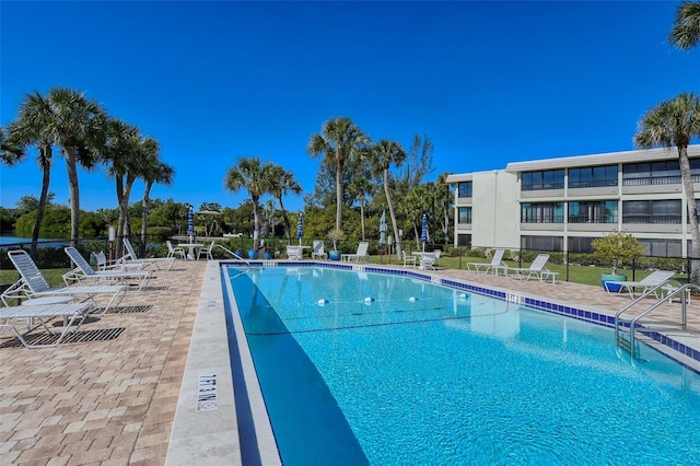 view of pool featuring a patio