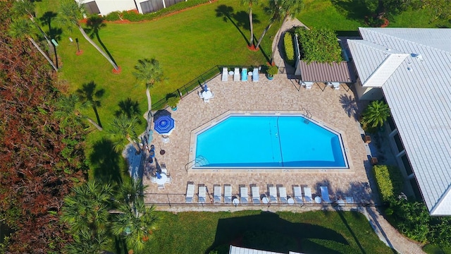 19 Whispering Sands Dr Unit 301, Sarasota, FL 34242 - view from above of property with a pool area