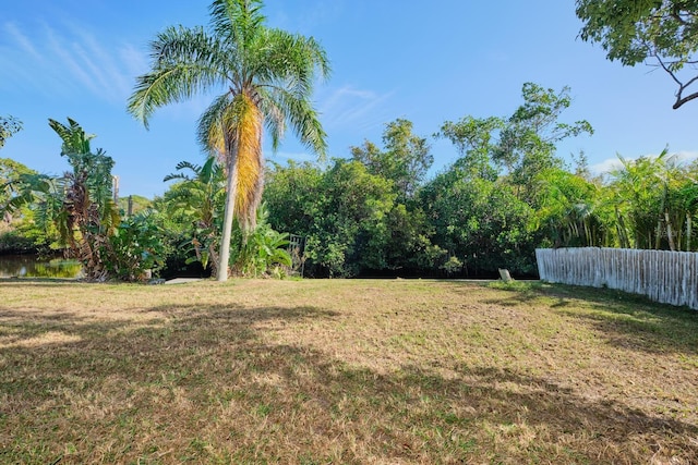 view of yard with a water view