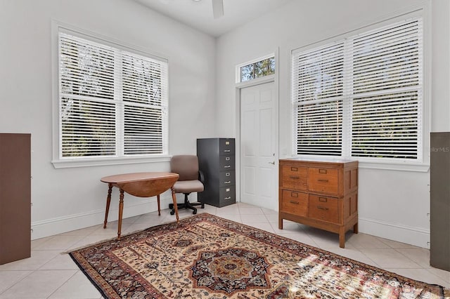 sitting room with light tile patterned flooring