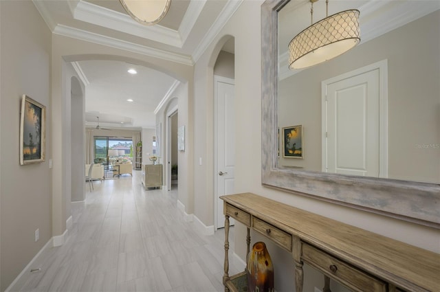 hallway with crown molding