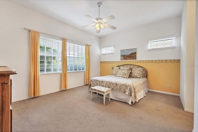 bedroom with carpet flooring and ceiling fan