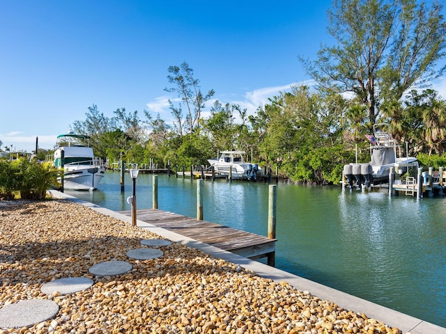 view of dock featuring a water view