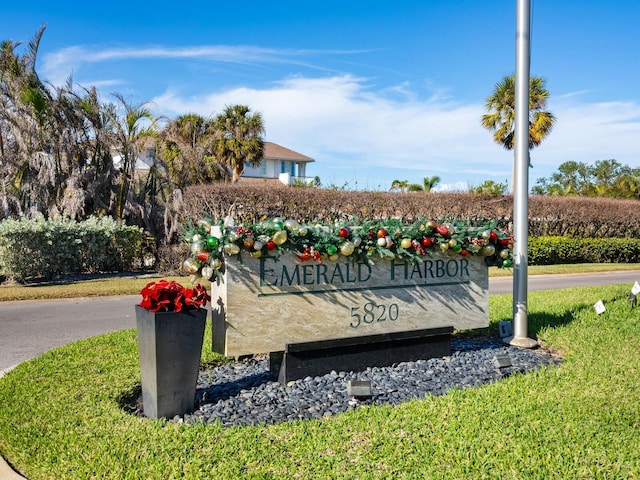 view of community sign