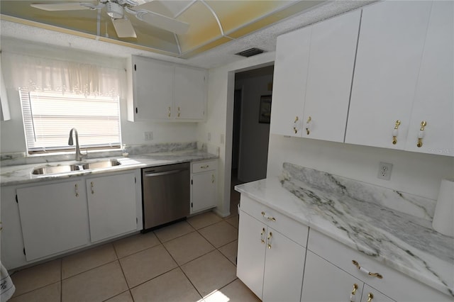 kitchen with white cabinetry, sink, and stainless steel dishwasher