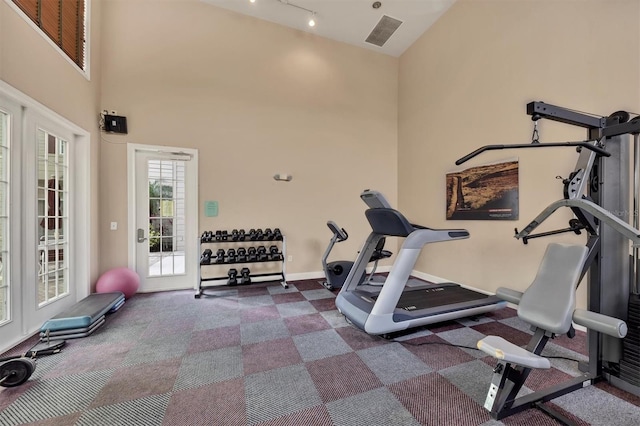 7664 Plantation Cir, Bradenton, FL 34201 - workout area featuring a towering ceiling