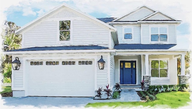 view of front of property featuring a garage