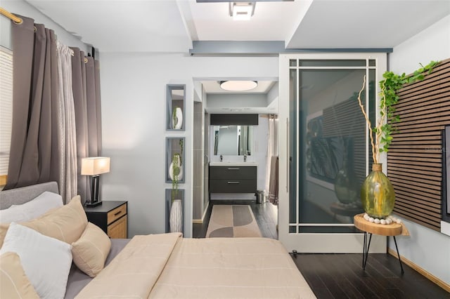 bedroom featuring dark hardwood / wood-style floors