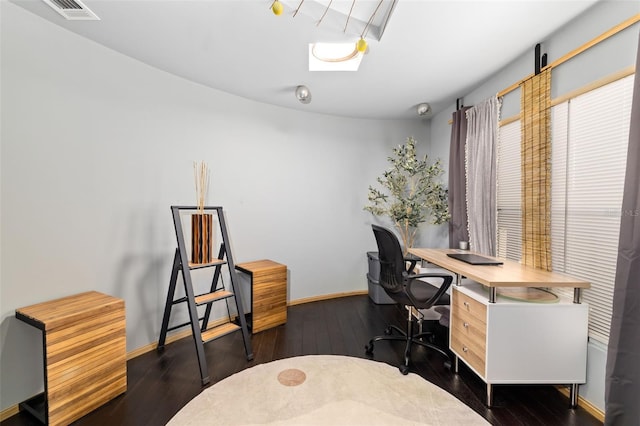 office space featuring dark hardwood / wood-style floors