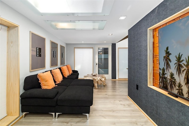 living room with light wood-type flooring