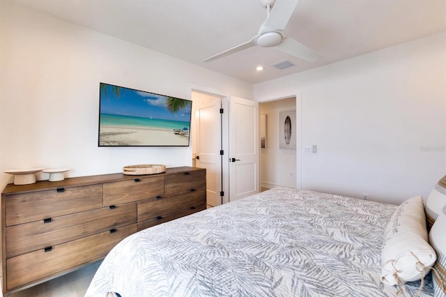 bedroom featuring ceiling fan