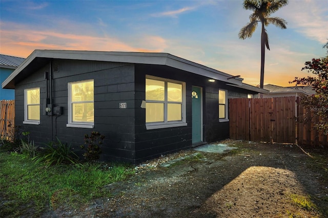 view of property exterior at dusk