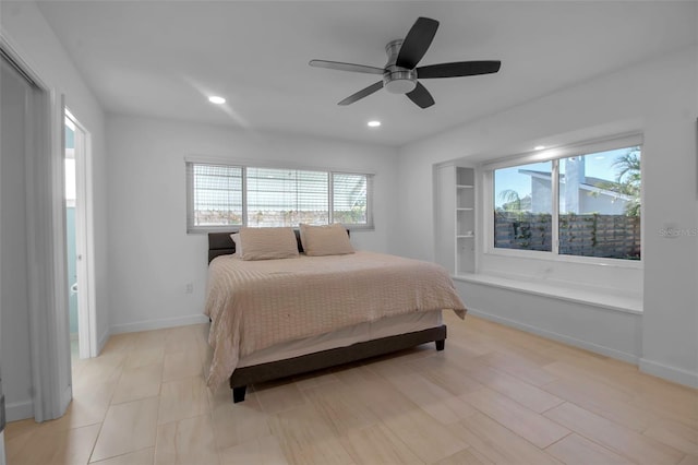 bedroom featuring ceiling fan