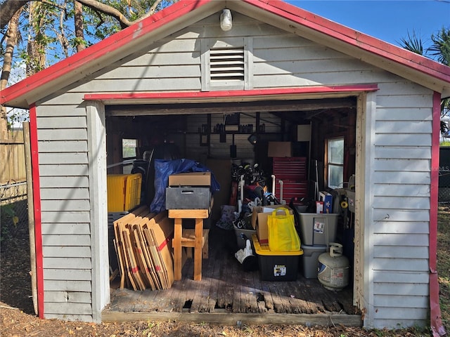 view of garage