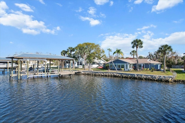 view of dock featuring a water view