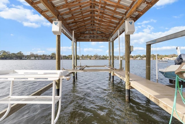 dock area featuring a water view