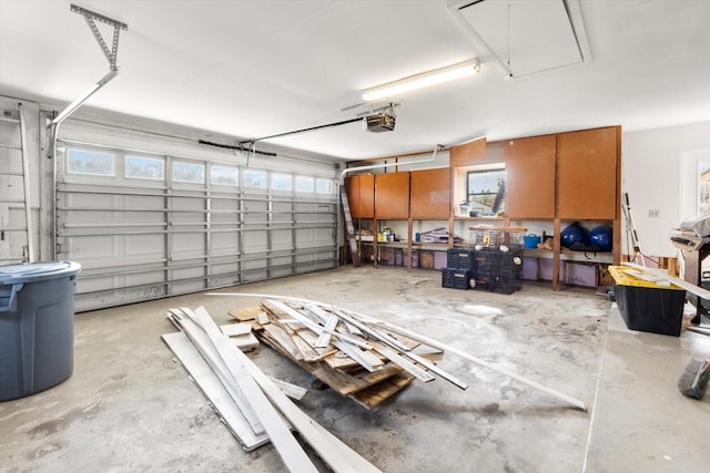 garage with a garage door opener