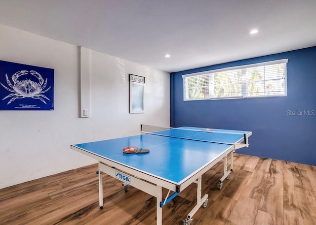 recreation room featuring hardwood / wood-style floors