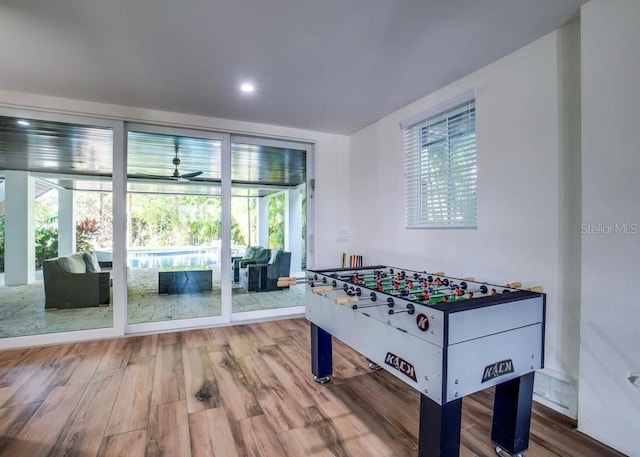 playroom featuring wood-type flooring