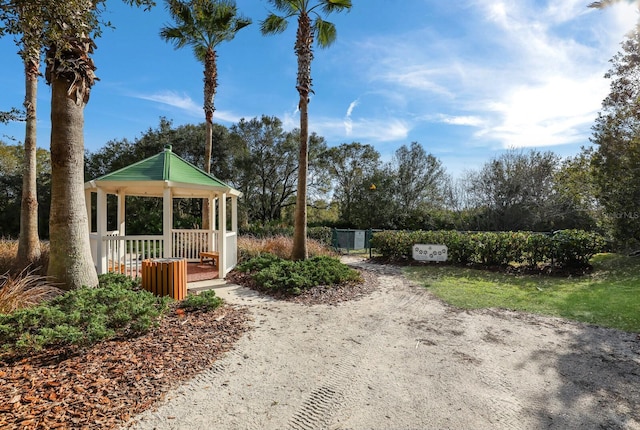 view of yard with a gazebo