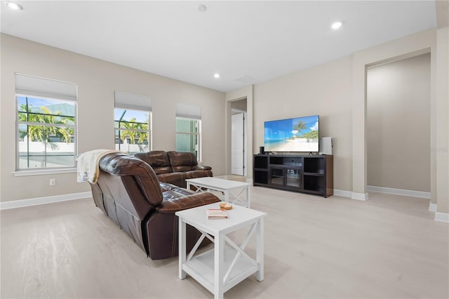 living room with light wood-type flooring