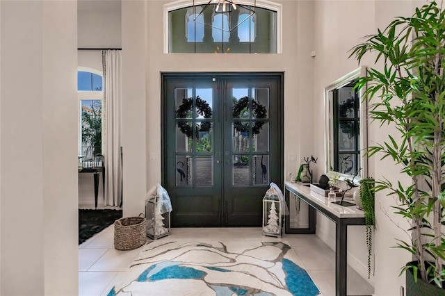 entrance to property featuring french doors