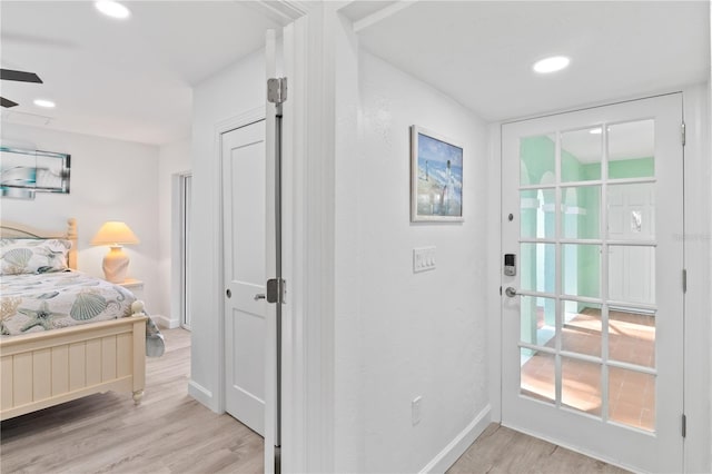 bedroom with light hardwood / wood-style flooring