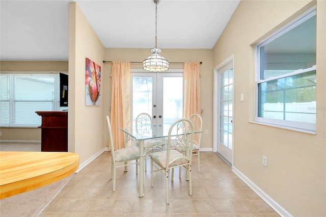 dining area with french doors